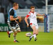 31 August 2012; Paddy Jackson, Ulster, in action against Al Kellock, Glasgow Warriors. Cletic League, Round 1, Ulster v Glasgow Warriors, Ravenhill Park, Belfast, Co. Antrim. Picture credit: Oliver McVeigh / SPORTSFILE
