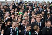 1 September 2012; Cadets from the US Naval Academy, including one wearing an Irish hat, cheer on their team during the game. NCAA Emerald Isle Classic, Navy v Notre Dame, Aviva Stadium, Lansdowne Road, Dublin. Picture credit: Brendan Moran / SPORTSFILE