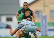 1 September 2012; Mata Fifita, Connacht, with support from team-mate George Naoupu, in action against Andrries Pretorius, Cardiff Blues. Celtic League, Round 1, Connacht v Cardiff Blues, The Sportsground, College Road, Galway. Picture credit: Barry Cregg / SPORTSFILE