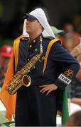 1 September 2012; A member of the Notre Dame marching band during the game. NCAA Emerald Isle Classic, Navy v Notre Dame, Aviva Stadium, Lansdowne Road, Dublin. Picture credit: Pat Murphy / SPORTSFILE
