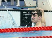 1 September 2012; Ireland's James Scully, from Ratoath, Co. Meath, celebrates after finishing in 5th position in the men's 200m freestyle - S5 final. London 2012 Paralympic Games, Swimming, Aquatics Centre, Olympic Park, Stratford, London, England. Picture credit: Ian MacNicol / SPORTSFILE