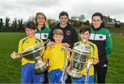 30 October 2017; John Kavanagh of Cork City and Cork City Womens FC players Christine Drinn and Ciara McNamara along with Carrigaline United players, from left, Daniel Callanan, Darragh Murphy and Cathal O'Sullivan during a visit to Carrigaline United with Irish Daily Mail FAI Senior Cup trophy at Carrigaline in Cork. Photo by Eóin Noonan/Sportsfile