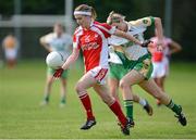 2 September 2012; Jenny McGuinness, Louth, in action against Christine McDonnell, Offaly. TG4 All-Ireland Ladies Football Junior Championship Semi-Final, Louth v Offaly, Clane GAA Club, Co. Kildare. Picture credit: Matt Browne / SPORTSFILE