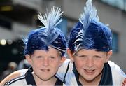 2 September 2012; Dublin supporters Daragh O'Connor, left, age 5, with his brother Adam, both from Clonsilla, Co. Dublin, ahead of the game. GAA Football All-Ireland Senior Championship Semi-Final, Dublin v Mayo, Croke Park, Dublin. Picture credit: David Maher / SPORTSFILE