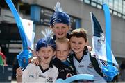2 September 2012; Dublin supporters, from left, Daragh O'Connor, age 5, with his brother Adam, age 9, top, Cillian Downey, centre, age 6 and Carl Hanley, age 10, all from Clonsilla, Co. Dublin, ahead of the game. GAA Football All-Ireland Senior Championship Semi-Final, Dublin v Mayo, Croke Park, Dublin. Picture credit: David Maher / SPORTSFILE