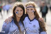 2 September 2012; Dublin supporter Aisling Meagher, age 17, from Kilmacud, Dublin, left, and Sian Madden, age 17, from Terenure, Dublin, ahead of the game. GAA Football All-Ireland Senior Championship Semi-Final, Dublin v Mayo, Croke Park, Dublin. Picture credit: Stephen McCarthy / SPORTSFILE