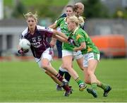 1 September 2012; Annette Clarke, Galway, in action against Bernie Breen and Aisling Leonard, 3, Kerry. TG4 All-Ireland Ladies Football Senior Championship Semi-Final, Kerry v Galway, St. Brendan’s Park, Birr, Co. Offaly. Matt Browne / SPORTSFILE