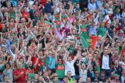 2 September 2012; Mayo supporters cheer after a score. GAA Football All-Ireland Senior Championship Semi-Final, Dublin v Mayo, Croke Park, Dublin. Picture credit: Brendan Moran / SPORTSFILE