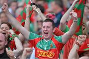 2 September 2012; A Mayo supporter celebrates his side's victory after the game. GAA Football All-Ireland Senior Championship Semi-Final, Dublin v Mayo, Croke Park, Dublin. Picture credit: Brendan Moran / SPORTSFILE