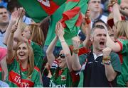 2 September 2012; Mayo supporters celebrate a second half score. GAA Football All-Ireland Senior Championship Semi-Final, Dublin v Mayo, Croke Park, Dublin. Picture credit: Stephen McCarthy / SPORTSFILE