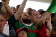 2 September 2012; A Mayo supporter celebrates after the game. GAA Football All-Ireland Senior Championship Semi-Final, Dublin v Mayo, Croke Park, Dublin. Picture credit: Dáire Brennan / SPORTSFILE