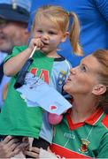 2 September 2012; Dublin and Mayo supporter Kate Bolger, age 2, with her mother Mags, from Balla, Co. Mayo, in attendance at the game. GAA Football All-Ireland Senior Championship Semi-Final, Dublin v Mayo, Croke Park, Dublin. Picture credit: Brendan Moran / SPORTSFILE