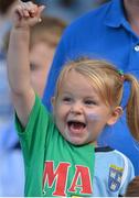 2 September 2012; Dublin and Mayo supporter Kate Bolger, age 2, whose father Trevor is from Dublin and mother Mags is from Mayo, during the game. GAA Football All-Ireland Senior Championship Semi-Final, Dublin v Mayo, Croke Park, Dublin. Picture credit: Brendan Moran / SPORTSFILE