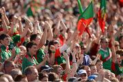 2 September 2012; Mayo supporters in the Cusack Stand celebrate an early score. Semi-Final, Dublin v Mayo, Croke Park, Dublin. Picture credit: Ray McManus / SPORTSFILE