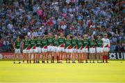 2 September 2012; The Mayo players stand for the National Anthem. GAA Football All-Ireland Senior Championship Semi-Final, Dublin v Mayo, Croke Park, Dublin. Picture credit: Ray McManus / SPORTSFILE