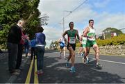 2 September 2012; Mary Gleeson, left, Mayo.A.C., left, and James Kelly, right, Raheny Shamrocks A.C., Dublin, in action during the Woodie’s DIY Half Marathon Championships of Ireland. Presentation College, Athenry, Co. Galway. Picture credit: Barry Cregg / SPORTSFILE