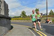 2 September 2012; Sean Doyle, left, Rathfarnham W.S.A.F. A.C., Dublin, and Thomas Bishop, right, Rathfarnham W.S.A.F. A.C., Dublin, in action during the Woodie’s DIY Half Marathon Championships of Ireland. Presentation College, Athenry, Co. Galway. Picture credit: Barry Cregg / SPORTSFILE