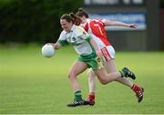 2 September 2012; Oonagh Mulligan, Offaly, in action against Michelle McMahon, Louth. TG4 All-Ireland Ladies Football Junior Championship Semi-Final, Louth v Offaly, Clane GAA Club, Co. Kildare. Picture credit: Matt Browne / SPORTSFILE
