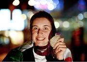 2 September 2012; Ireland's Helen Kearney, from Dunlaven, Co. Wicklow, celebrates with her silver medal for individual championship test - grade 1a. London 2012 Paralympic Games, Equestrian, Olympic Park, Stratford, London, England. Picture credit: Brian Lawless / SPORTSFILE