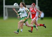 2 September 2012; Mairead Daly, Offaly, in action against Grace Lynch, Louth. TG4 All-Ireland Ladies Football Junior Championship Semi-Final, Louth v Offaly, Clane GAA Club, Co. Kildare. Picture credit: Matt Browne / SPORTSFILE