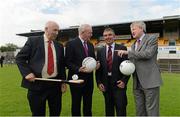 3 September 2012; Danny Murphy, Ulster GAA secretary, Martin McGuinness, MLA, Deputy First Minister, Northern Ireland Executive, Tom Daly, Chairman of the Casement Park Stadium redevelopment Board, and GAA Ard Stiúrthoir Paraic Duffy at the annoucement by Ulster GAA Council of the appointment of World renowned Stadium Designers Mott McDonald Ltd, for the design of the new stadium on the site of Casement Park, Belfast. Announcement of Casement Park Stadium Redevelopment, Casement Park, Belfast, Co. Antrim. Picture credit: Oliver McVeigh / SPORTSFILE