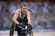 3 September 2012; Ireland's John McCarthy, from Dunmanway, Co. Cork, after the men's 100m - T51 final. London 2012 Paralympic Games, Athletics, Olympic Stadium, Olympic Park, Stratford, London, England. Picture credit: Brian Lawless / SPORTSFILE