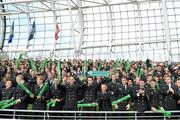 1 September 2012; Members of the US Naval Academy cheer on their side during the game. NCAA Emerald Isle Classic, Navy v Notre Dame, Aviva Stadium, Lansdowne Road, Dublin. Picture credit: Brendan Moran / SPORTSFILE