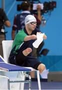 4 September 2012; Ireland's Darragh McDonald, from Gorey, Co. Wexford, before the men's 50 freestyle - S6 final. McDonald subsequently finished in eighth place in a time of 33:26. London 2012 Paralympic Games, Swimming, Aquatics Centre, Olympic Park, Stratford, London, England. Picture credit: Ian MacNicol / SPORTSFILE