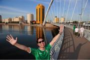 6 September 2012; Republic of Ireland supporter Cathal Chu, from Newry, Co. Down, in Astana, Kazakhstan, ahead of the Republic of Ireland's 2014 FIFA World Cup qualifier against Kazakhstan on Friday. Astana, Kazakhstan. Picture credit: David Maher / SPORTSFILE