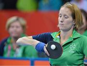 6 September 2012; Ireland's Eimear Breathnach, from Ballinteer, Dublin, in action during her women's team - classes 1-3 quarter-final match against Michela Brunelli, Italy. London 2012 Paralympic Games, Table Tennis, North Arena 1, ExCeL Arena, Royal Victoria Dock, London, England. Picture credit: Brian Lawless / SPORTSFILE