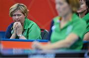 6 September 2012; Table Tennis coach Susan Murphy-Keating watches Ireland's Eimear Breathnach, from Ballinteer, Dublin, in action during her women's team - classes 1-3 quarter-final match against Michela Brunelli, Italy. London 2012 Paralympic Games, Table Tennis, North Arena 1, ExCeL Arena, Royal Victoria Dock, London, England. Picture credit: Brian Lawless / SPORTSFILE