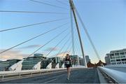 6 September 2012; Ray Hynes, Davy Team 1, makes his way across the Samuel Beckett Bridge on his way to finishing in third place during the Grant Thornton Corporate 5k Team Challenge. Docklands, Dublin. Picture credit: Barry Cregg / SPORTSFILE