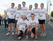 6 September 2012; The Dillon Eustace Team, back row, from left, Kevin Farrell, Aifric Corkery, Conor Daly, Amy McDonagh, Laura Goonan and Kate Price. Front row, Micheal Buckley and Daniel Blake before competing in the Grant Thornton Corporate 5k Team Challenge. CHQ Building, Docklands, Dublin. Picture credit: Pat Murphy / SPORTSFILE