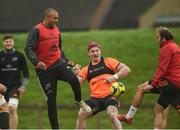 30 October 2017; Simon Zebo, Chris Cloete, and Duncan Williams of Munster play soccer during Munster Rugby Squad Training at the University of Limerick in Limerick. Photo by Diarmuid Greene/Sportsfile
