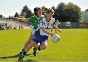 8 September 2012; Aileen Wall, Waterford, in action against Roisin O'Reilly, Fermanagh. TG4 All-Ireland Ladies Football Intermediate Championship Semi-Final, Fermanagh v Waterford, St. Brendan’s Park, Birr, Co. Offaly. Picture credit: Barry Cregg / SPORTSFILE