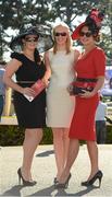 8 September 2012; Emma Jane Gallagher, left, from Cork, Rachel Kieran, from Dublin, and Amy Murphy, right, from Cork, enjoying the day's racing. Leopardstown Racecourse, Leopardstown, Co. Dublin. Photo by Sportsfile