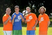 8 September 2012; Olympic boxer Darren O'Neill, second from left, with, from left, Gary Cooke, Apres Match, Eoin McDevitt, Newstalk, and David Wilmot, Actor, after the TESCO mobile SARI Soccerfest 2012 ‘All Stars’ game at Dublin’s Phoenix Park. John Joe Nevin was joined by boxing hero Darren O’Neill, Newstalk’s Eoin McDevitt and Gary Cooke of Apres Match as well as a host of celebrated sportsmen and women as they battled it out in the much anticipated ‘All Stars’ game. Promoting cultural integration, social inclusion and global development through sport, the TESCO mobile SARI Soccerfest 2012 will takes place on Saturday 8th & Sunday 9th September 2012 at the Garda and Camogie Sports Grounds, Phoenix Park, Dublin. Picture credit: Pat Murphy / SPORTSFILE