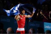 11 August 2012; Roniel Iglesias Sotolongo, Cuba, celebrates after beating Denys Berinchyk, Ukraine, in their men's light welter 64kg final. London 2012 Olympic Games, Boxing, South Arena 2, ExCeL Arena, Royal Victoria Dock, London, England. Picture credit: Stephen McCarthy / SPORTSFILE