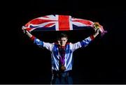11 August 2012; Great Britain's Luke Campbell celebrates after being presented with his men's bantam 56kg Olympic gold medal. London 2012 Olympic Games, Boxing, South Arena 2, ExCeL Arena, Royal Victoria Dock, London, England. Picture credit: Stephen McCarthy / SPORTSFILE