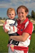 8 September 2012; Ann Marie Walsh, Cork, celebrates victory with her 10 month old niece Megan Walsh. TG4 All-Ireland Ladies Football Senior Championship Semi-Final, Cork v Monaghan, St. Brendan’s Park, Birr, Co. Offaly. Picture credit: Barry Cregg / SPORTSFILE