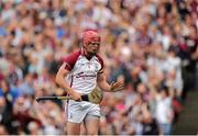 9 September 2012; Galway goalkeeper James Skehill celebrates after his side scored a second half point. GAA Hurling All-Ireland Senior Championship Final, Kilkenny v Galway, Croke Park, Dublin. Picture credit: Pat Murphy / SPORTSFILE