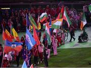 9 September 2012; A general view of flag bearers and athletes during the closing ceremony of the London 2012 Paralympic Games. London 2012 Paralympic Games, Closing Ceremony, Olympic Stadium, Olympic Park, Stratford, London, England. Picture credit: Brian Lawless / SPORTSFILE