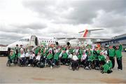 10 September 2012; Team Ireland athletes on the runway prior to departure. London 2012 Paralympic Games, Team Ireland Athletes Prepare for Departure, Stratford, London, England. Picture credit: Brian Lawless / SPORTSFILE