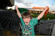 11 September 2012; Republic of Ireland supporter Anton O'Donnell, age 10, from Porturlin, Co. Mayo, before the game. International Friendly, Republic of Ireland v Oman, Craven Cottage, Fulham, London, England. Picture credit: David Maher / SPORTSFILE