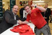 13 September 2012; Former Liverpool FC manager Rafa Benitez with Stephen Phoenix, from Glasnevin, Dublin, during a signing session for his new book, Champions League Dreams, which is available from Eason stores nationwide and from easons.com. Rafa Benitez Book Signing, Easons, O'Connell Street, Dublin. Picture credit: Brian Lawless / SPORTSFILE