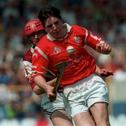 19 September 1998; Alan Hayes of Cork in action against David Ford of Galway during the Vocational Schools GAA Hurling Final between Galway and Cork at Semple Stadium in Thurles, Tipperary. Photo by Ray McManus/Sportsfile