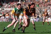 13 September 1998; Andy Comerford of Kilkennny in action against Johnny Pilkington of Offaly during the Guinness All-Ireland Senior Hurling Championship Final match between Offaly and Kilkenny at Croke Park in Dublin. Photo by David Maher/Sportsfile