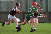 16 February 1997; Brian Lohan of Wolfe Tones in action against Rory McNaughton, left, and Conor McCambridge of Ruairí Óg Cushendall during the AIB All-Ireland Senior Club Hurling Championship semi-final match between Ruairí Óg Cushendall and Wolfe Tones at Parnell Park in Dublin. Photo by Brendan Moran/Sportsfile