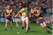 23 August 1998; Brian Whelahan of Offaly in action against Alan Markham of Clare during the Guinness All-Ireland Senior Hurling Championship semi-final replay match between Offaly and Clare at Croke Park in Dublin. Photo by Damien Eagers/Sportsfile