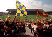 9 August 1998; Clare fans cheer on their side during the Guinness All-Ireland Senior Hurling Championship semi-final match between Offaly and Clare at Croke Park in Dublin. Photo by Ray Lohan/Sportsfile
